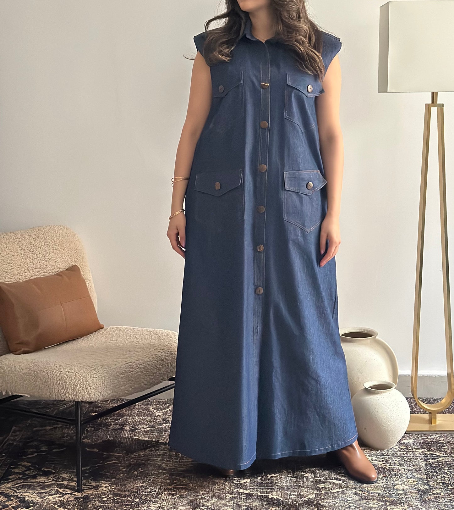 Denim Kaftan Dress فستان دراعه دينم