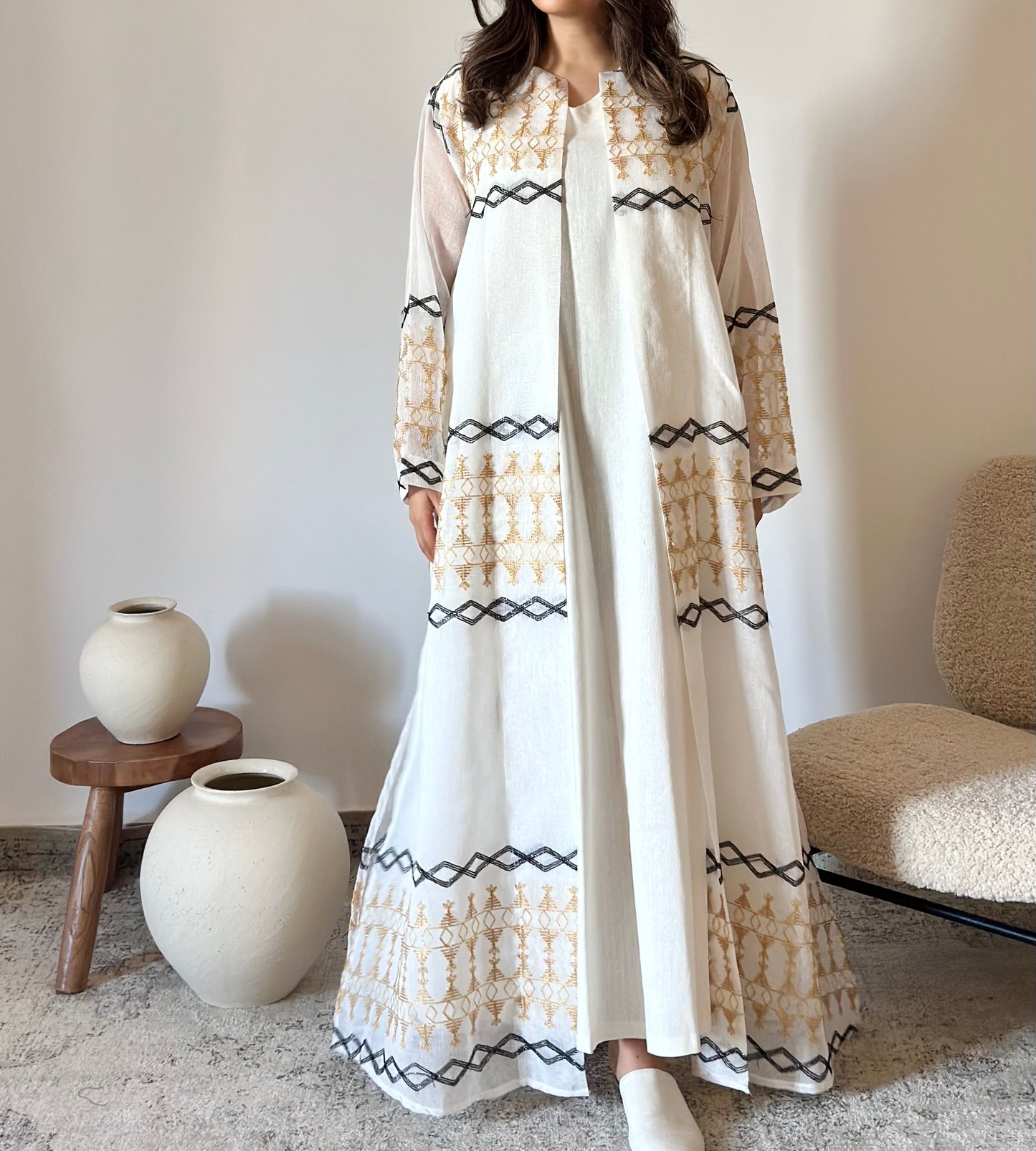 White Najd Kaftan قفطان نجد ابيض
