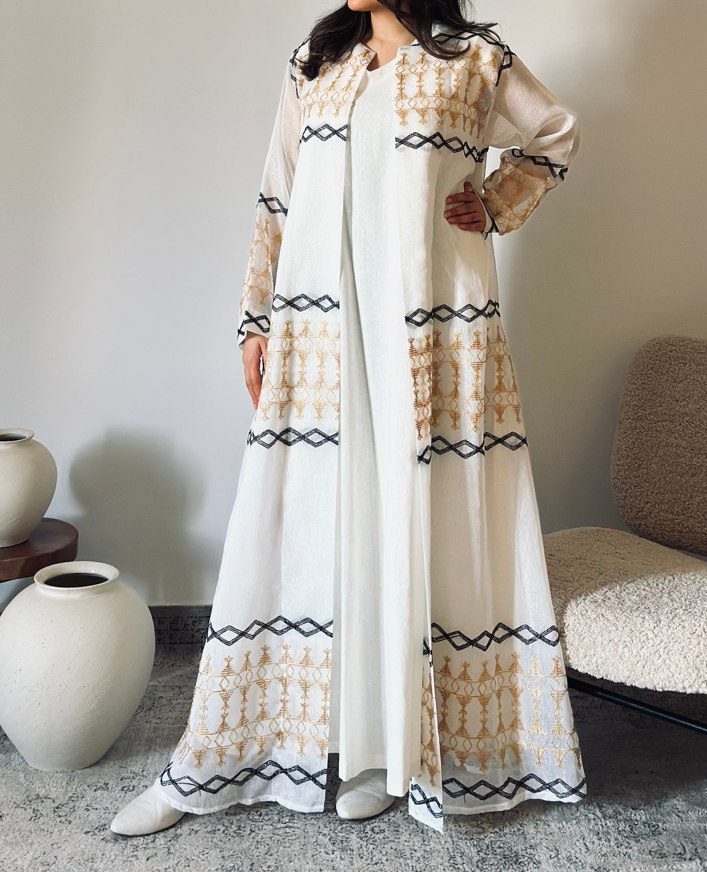 White Najd Kaftan قفطان نجد ابيض