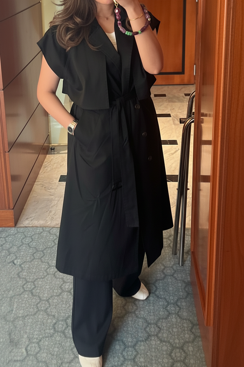 Black Travel Trench| ترينش جبانيز اسود