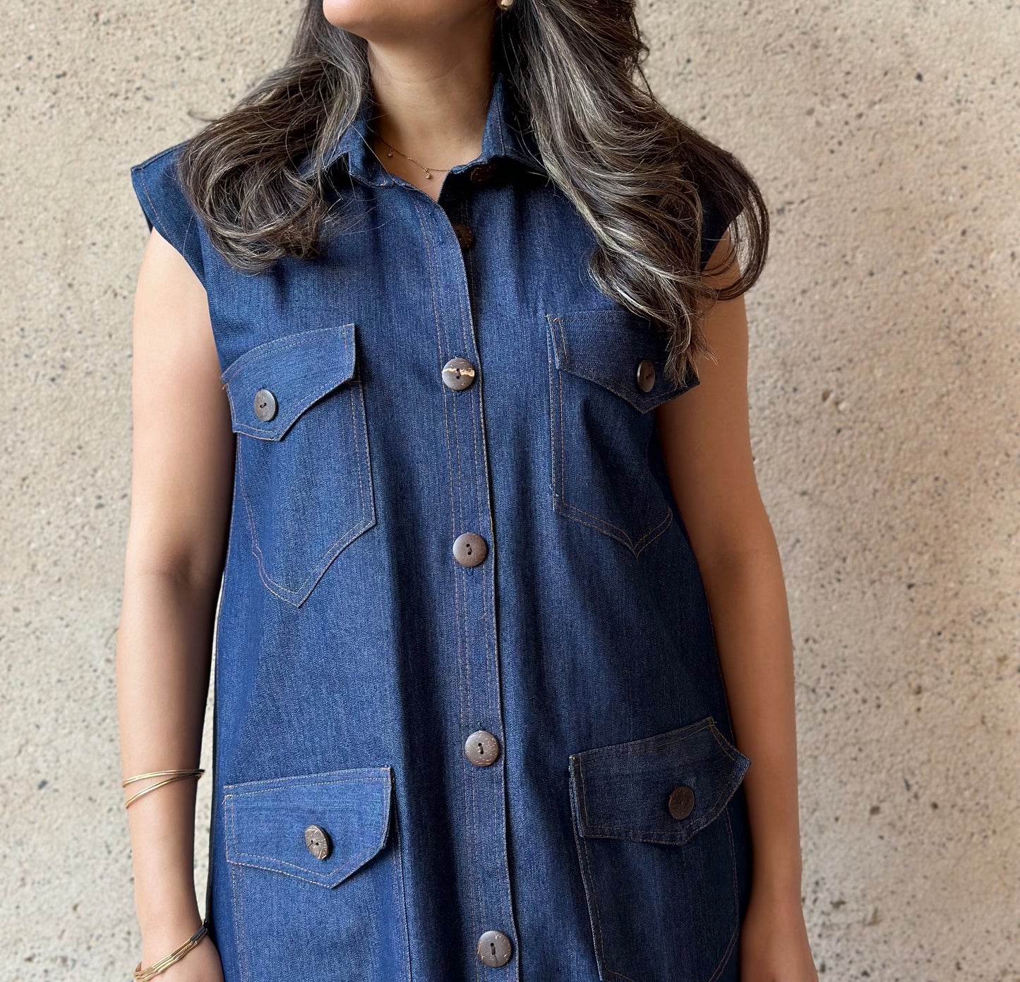 Denim Kaftan Dress فستان دراعه دينم