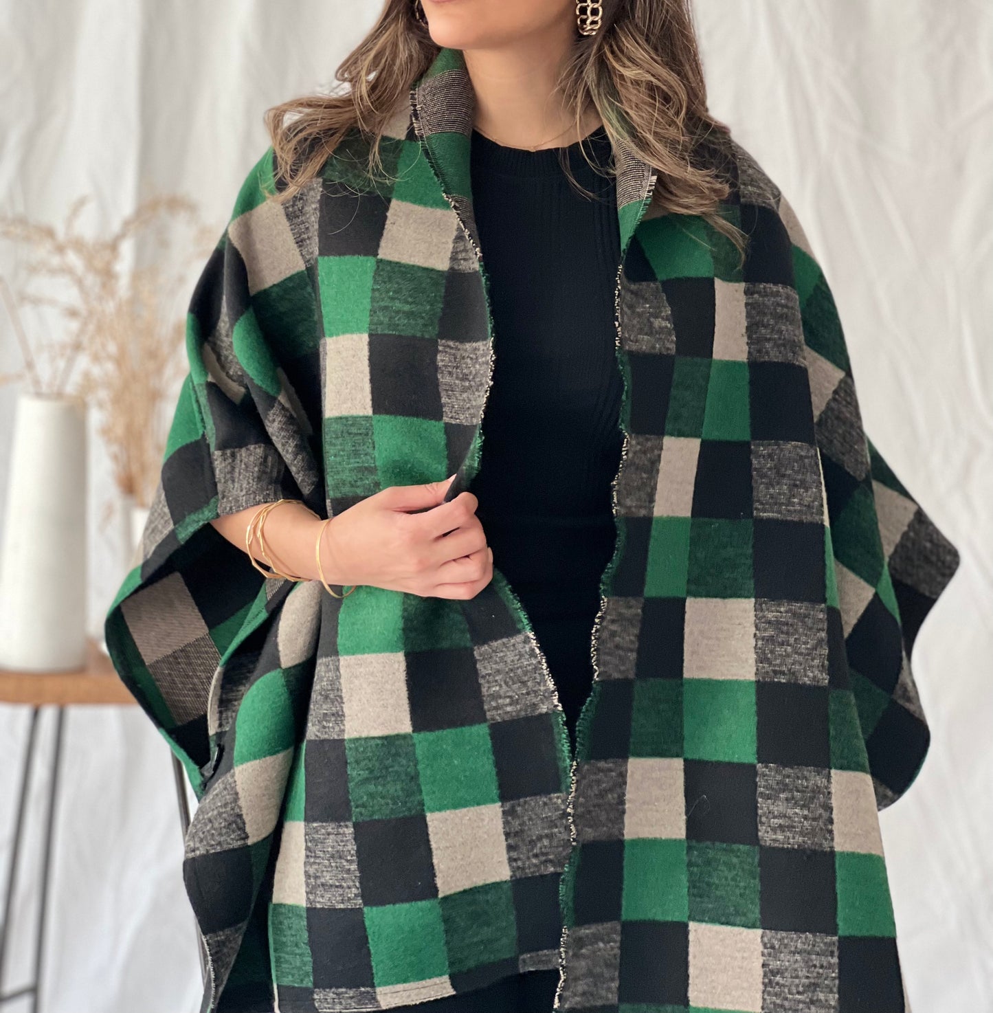 Green Checked Cape