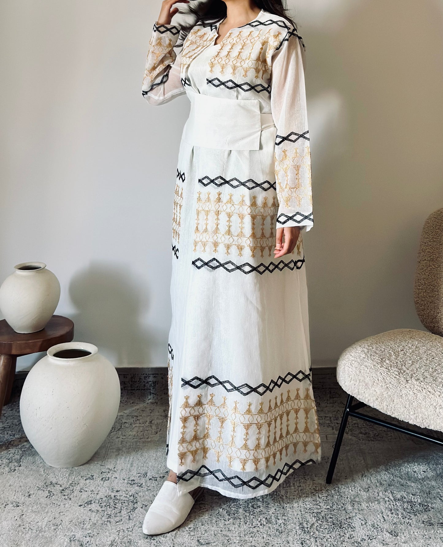 White Najd Kaftan قفطان نجد ابيض