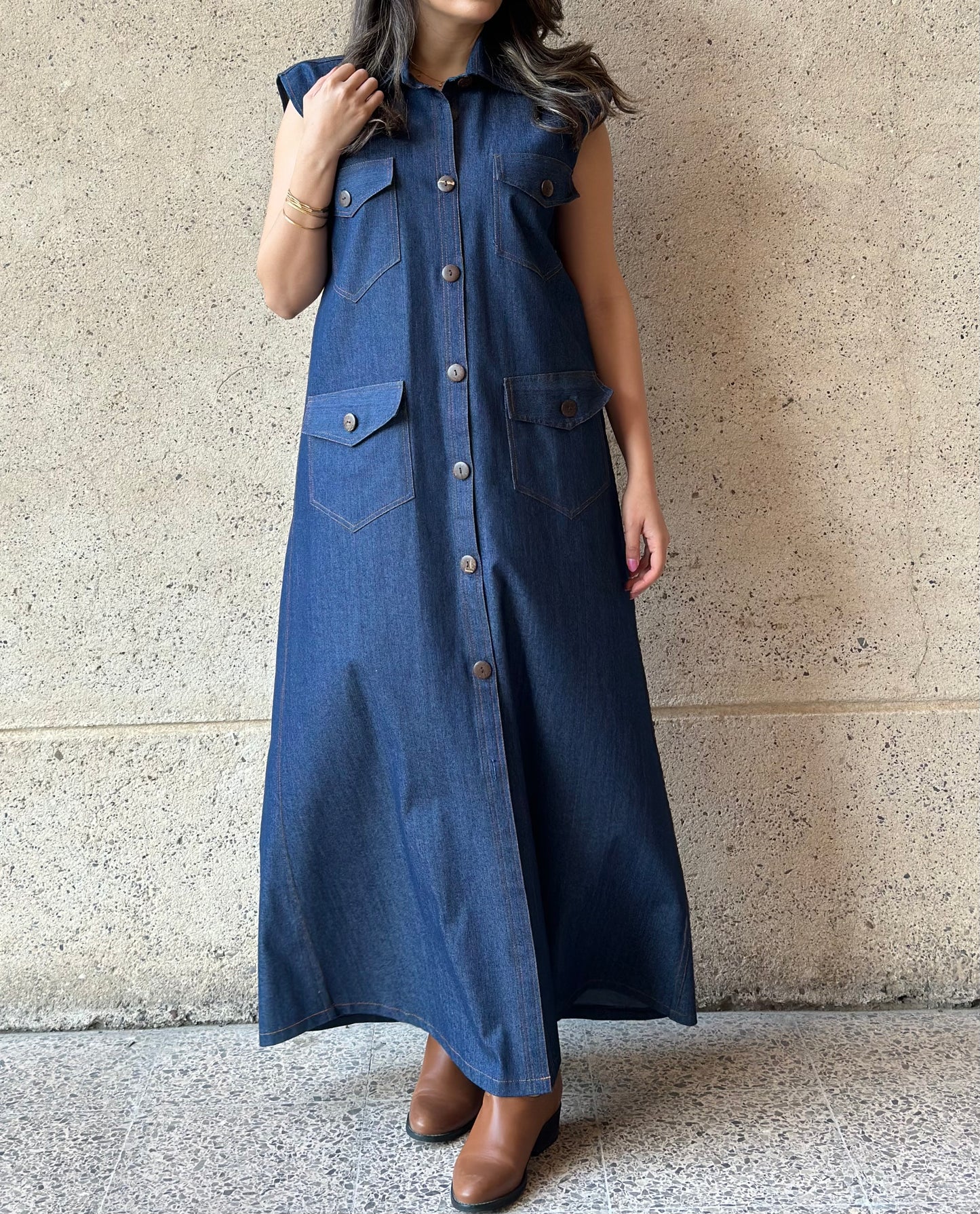 Denim Kaftan Dress فستان دراعه دينم