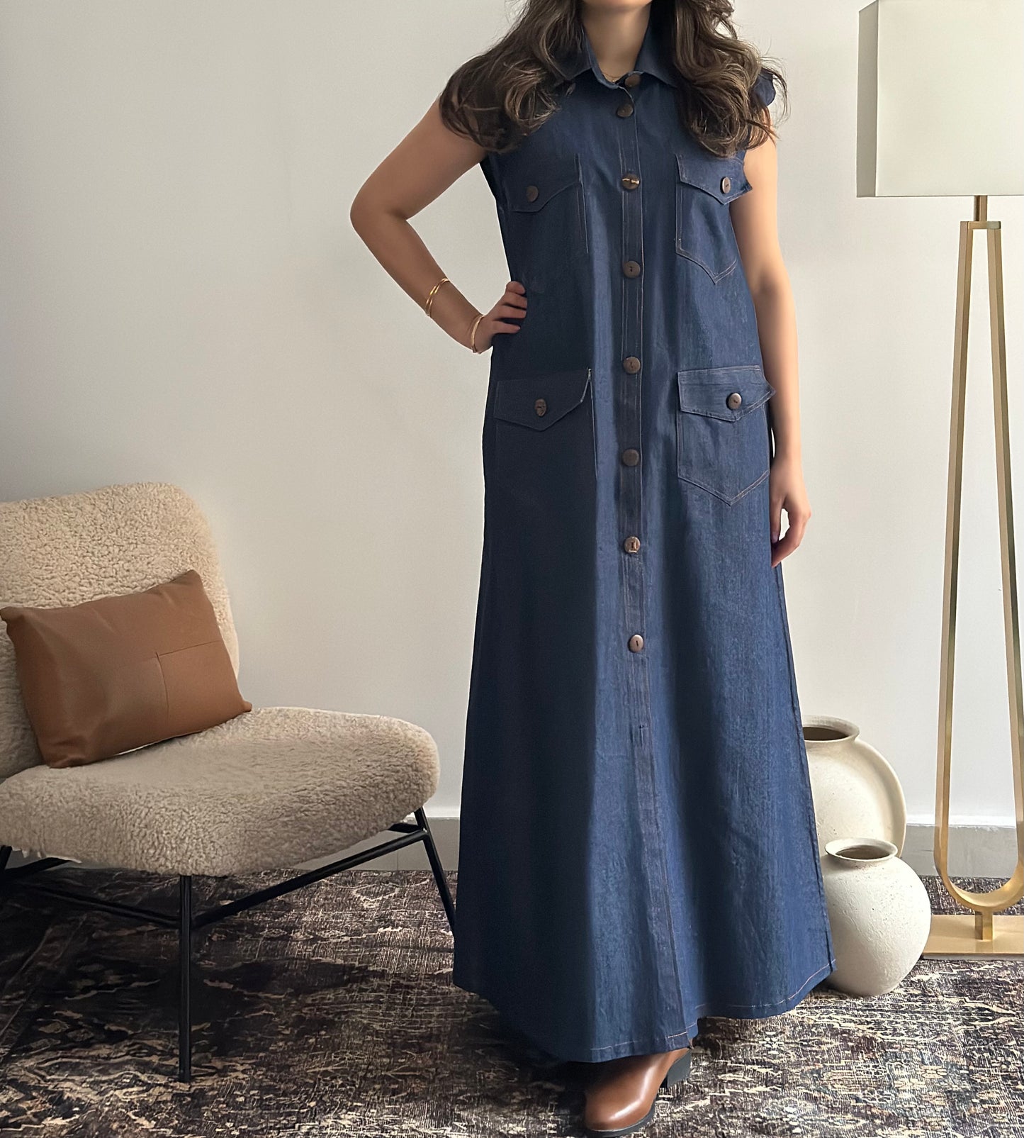 Denim Kaftan Dress فستان دراعه دينم