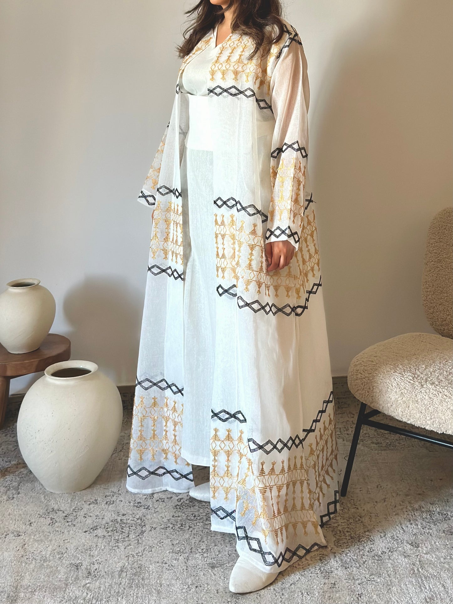 White Najd Kaftan قفطان نجد ابيض
