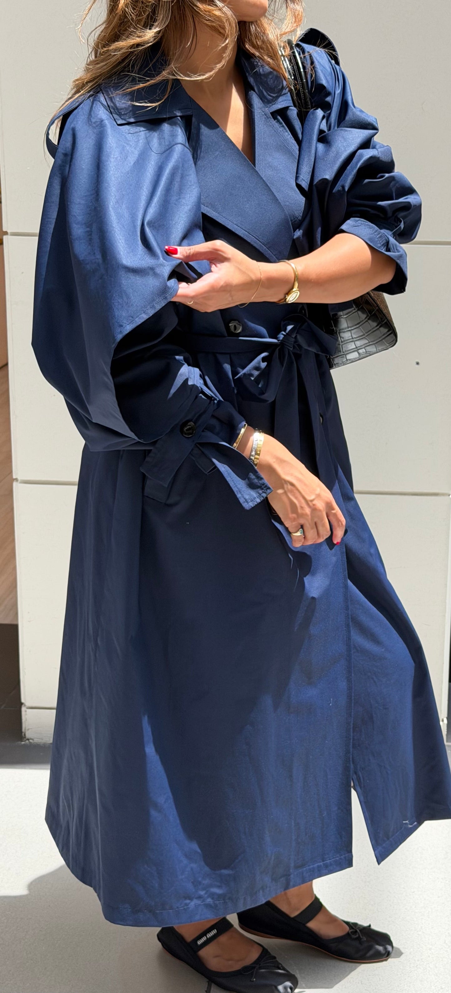 Milan Navy Trench| ترينش ميلان صيفي كحلي