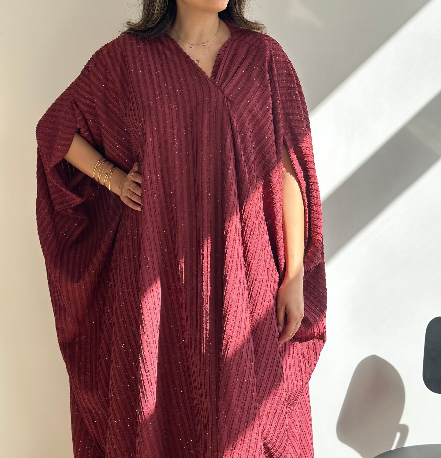 Berry Sparle Kaftan | فستان عنابي لامع