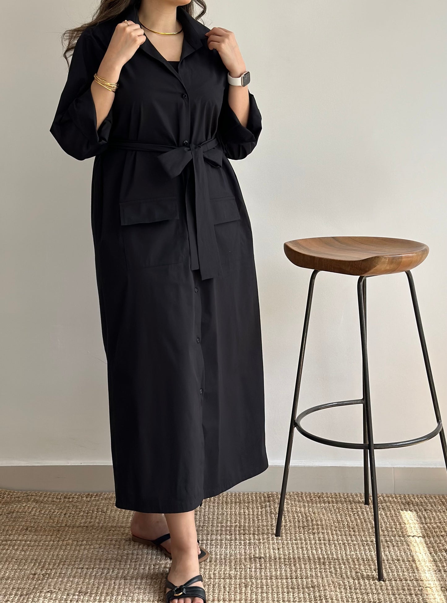 Minimal Black Dress| فستان اسود قطن