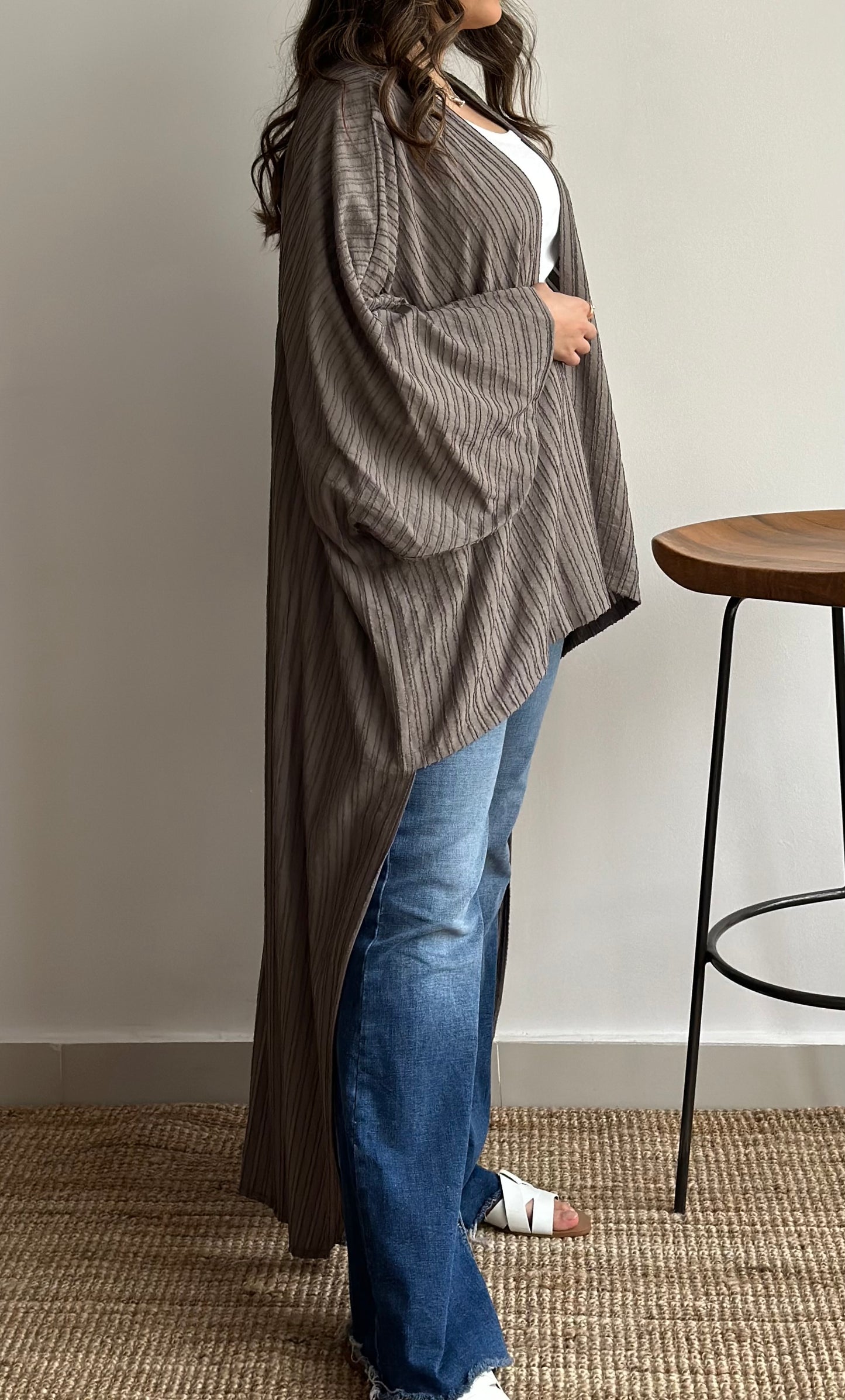 Summer Ash Moderna Bisht | بشت موديرنا رمادي صيفي