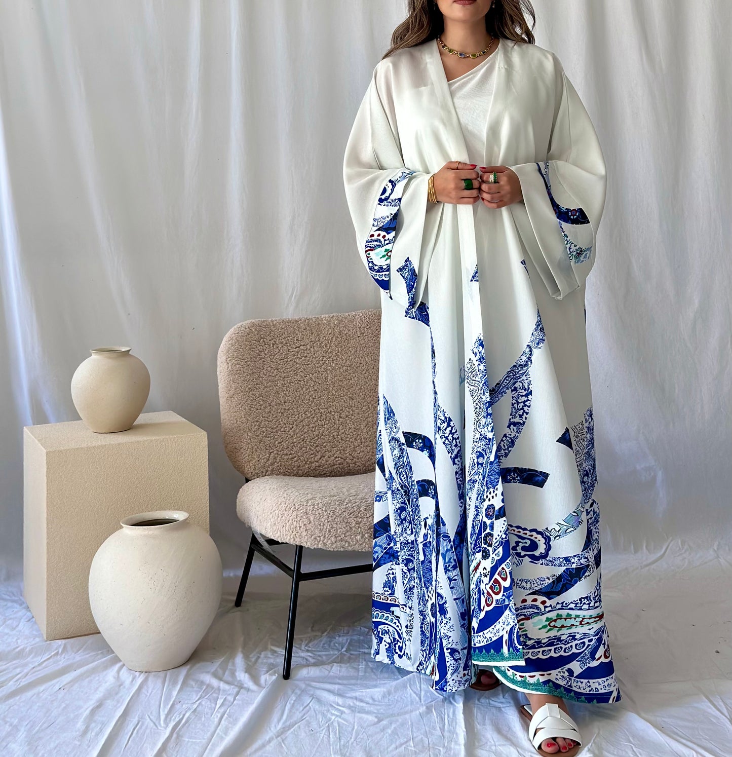 Silky Blue Kimono Bisht