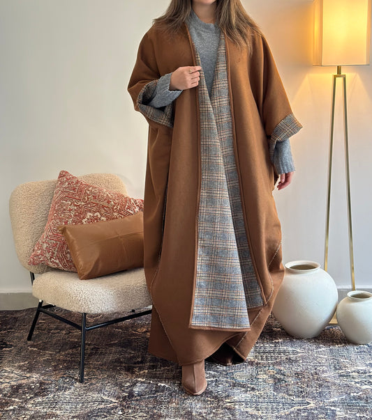 Double Face Plaid Bisht