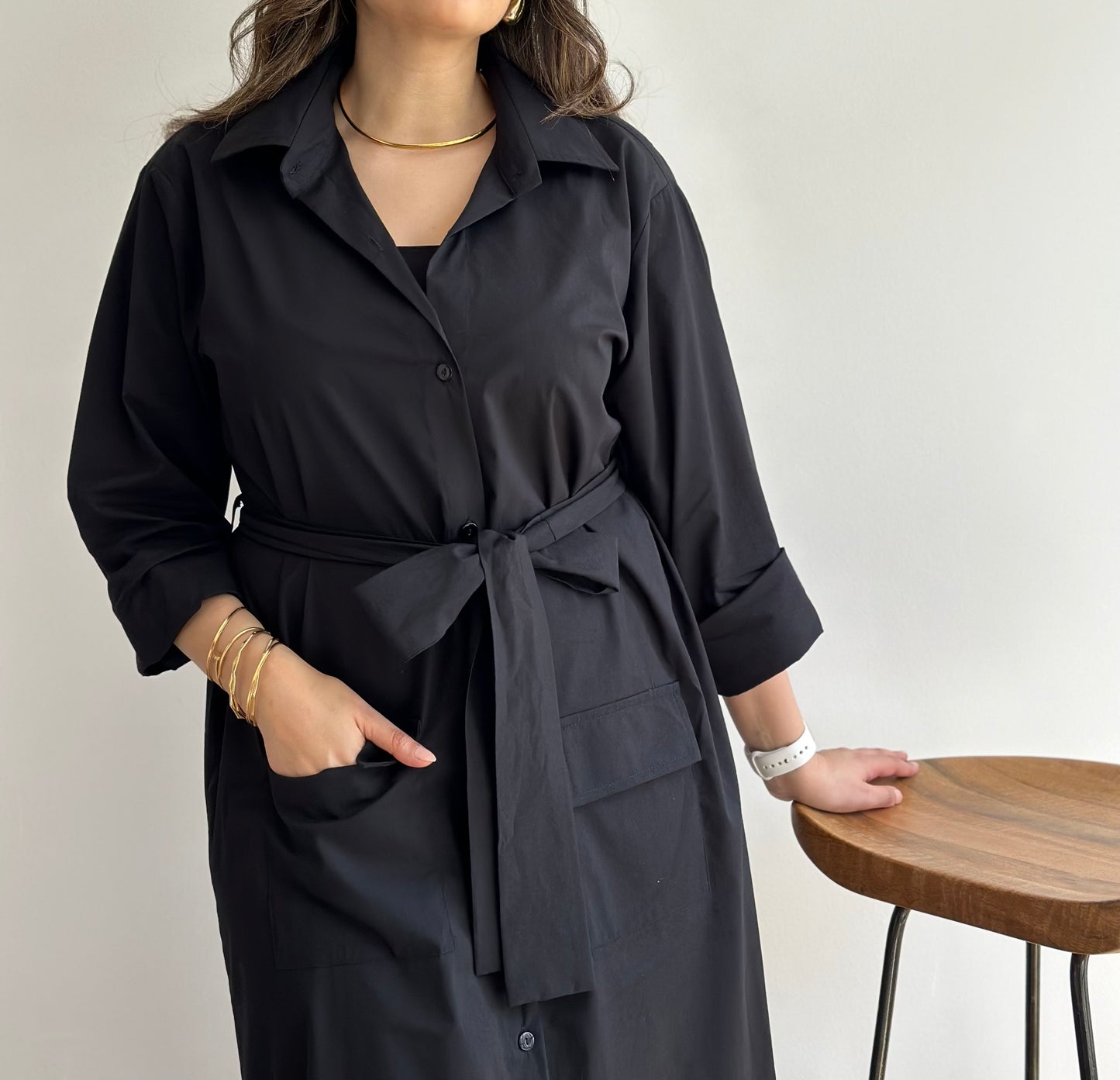 Minimal Black Dress| فستان اسود قطن