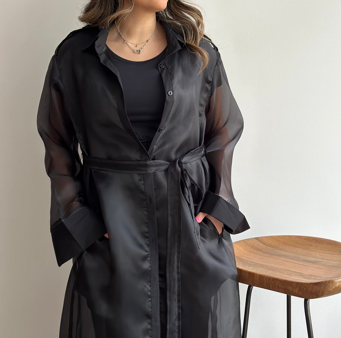 Black Sheer Trench | تربنش اورقنزا اسود