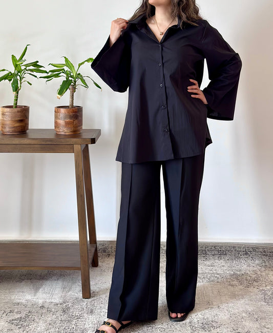 The Noon Shirt in Black قميص نون الاسود