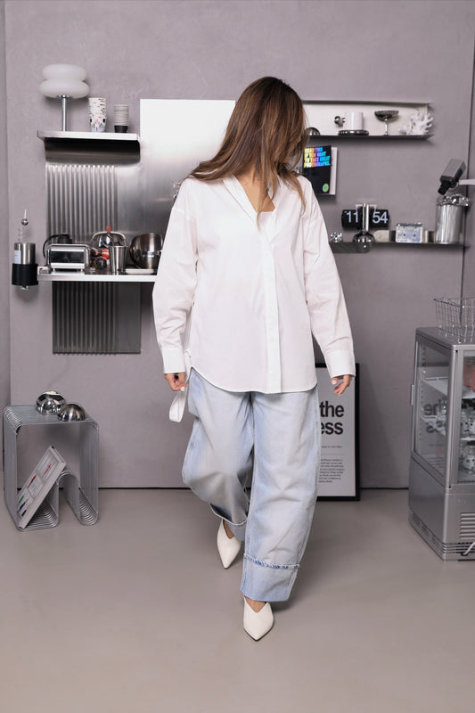Belted Cotton Shirt | قميص ابيض بحزام متعدد التنسيق