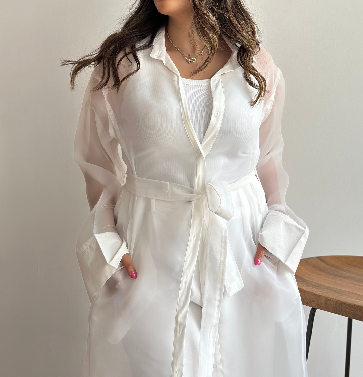 White Sheer Trench | ترينش اورقنزا ابيض
