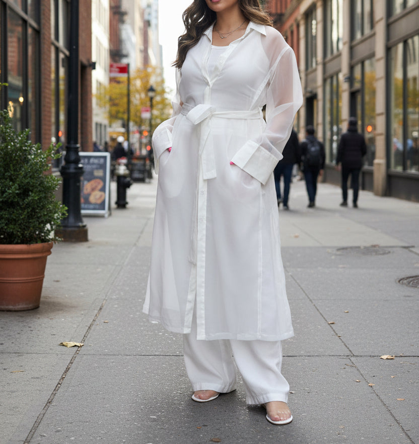 White Sheer Trench | ترينش اورقنزا ابيض
