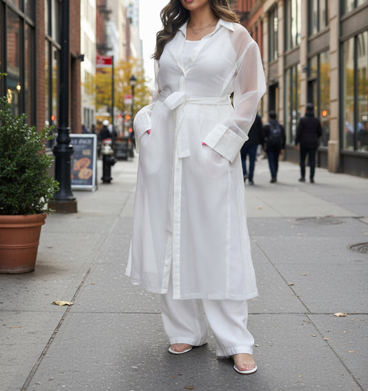 White Sheer Trench | ترينش اورقنزا ابيض