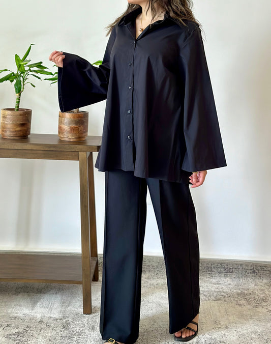 The Noon Shirt in Black قميص نون الاسود