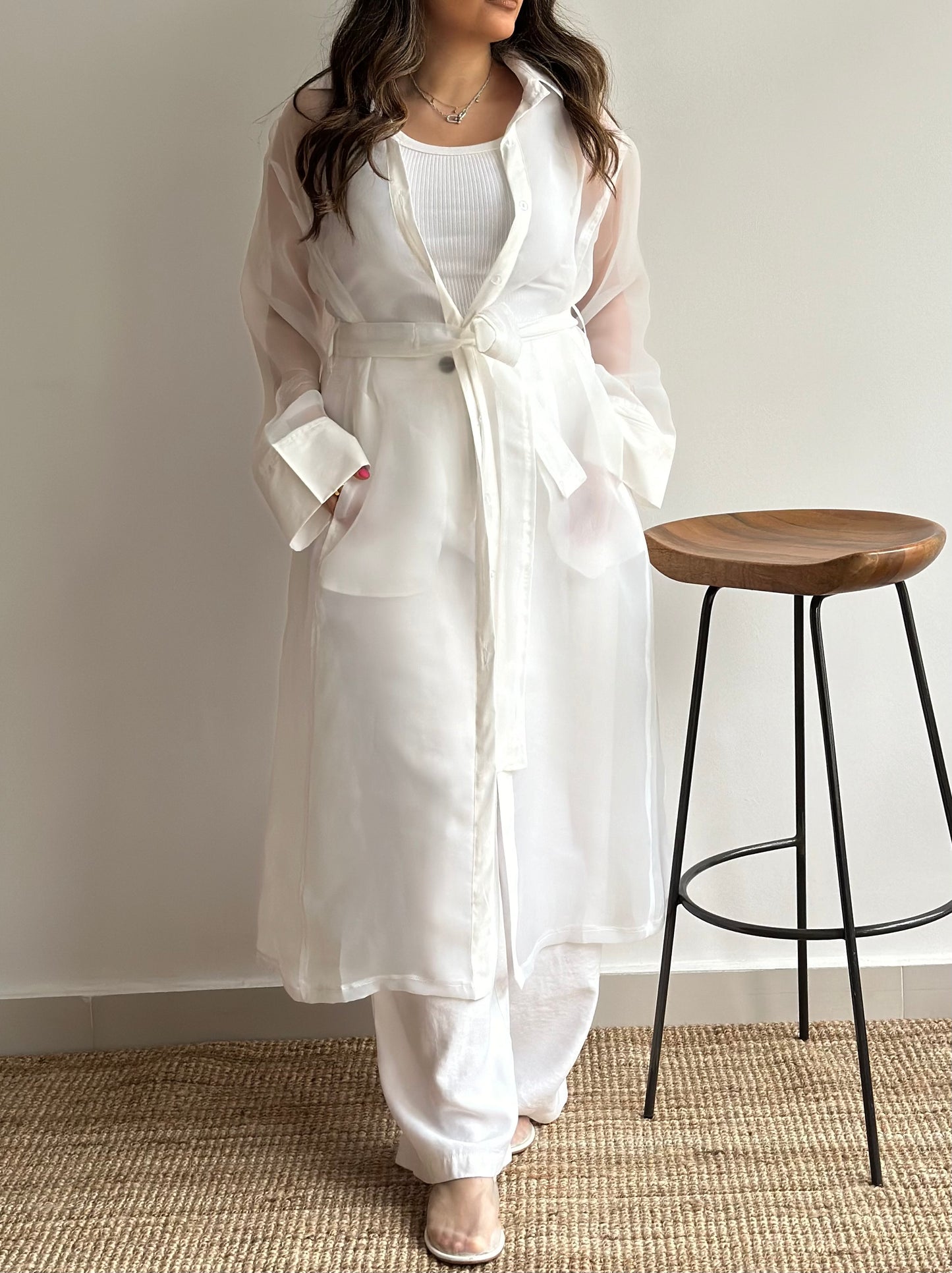 White Sheer Trench | ترينش اورقنزا ابيض