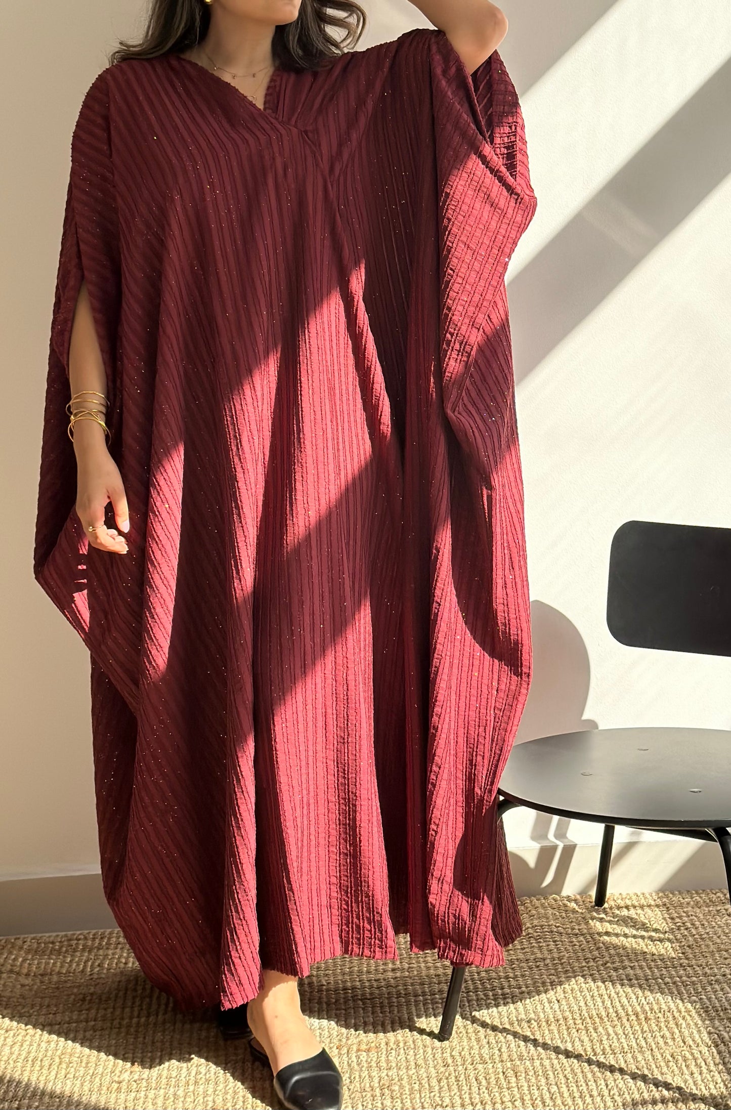 Berry Sparle Kaftan | فستان عنابي لامع