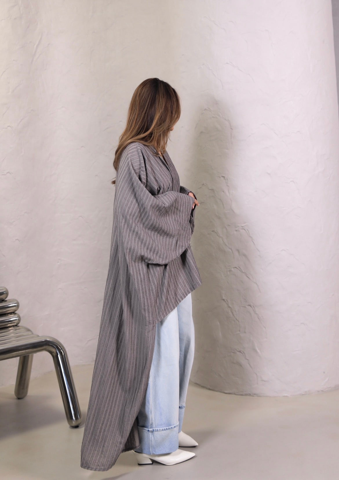Summer Ash Moderna Bisht | بشت موديرنا رمادي صيفي
