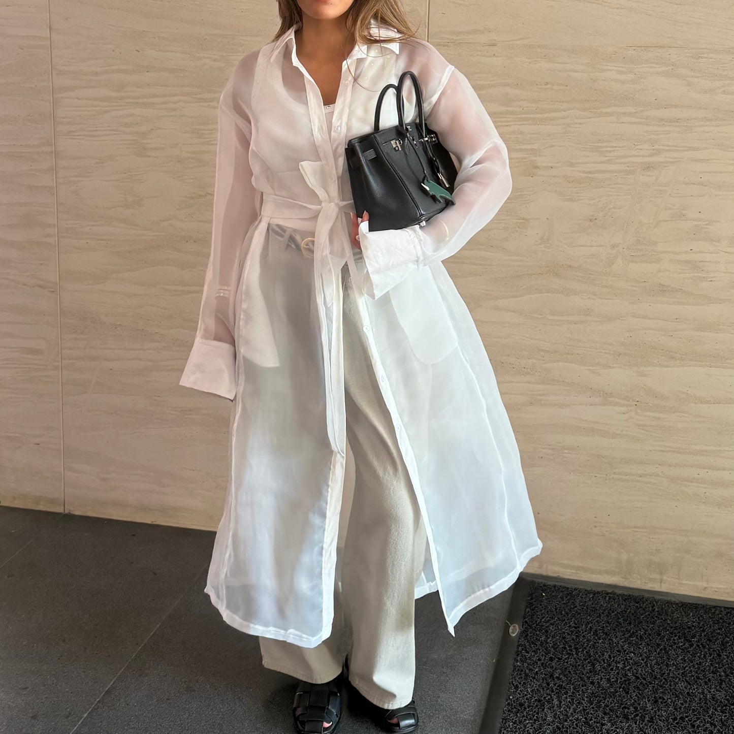 White Sheer Trench | ترينش اورقنزا ابيض