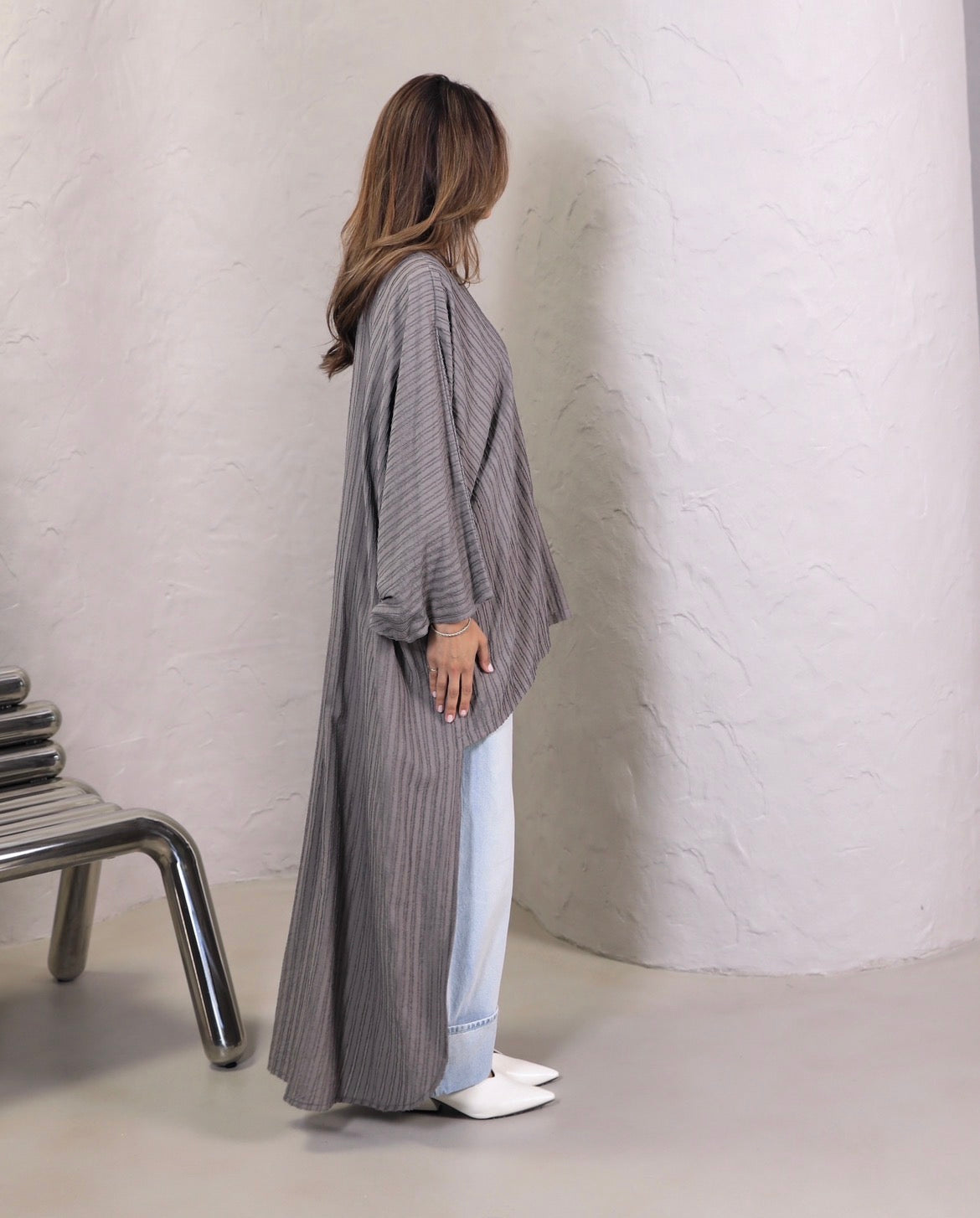 Summer Ash Moderna Bisht | بشت موديرنا رمادي صيفي