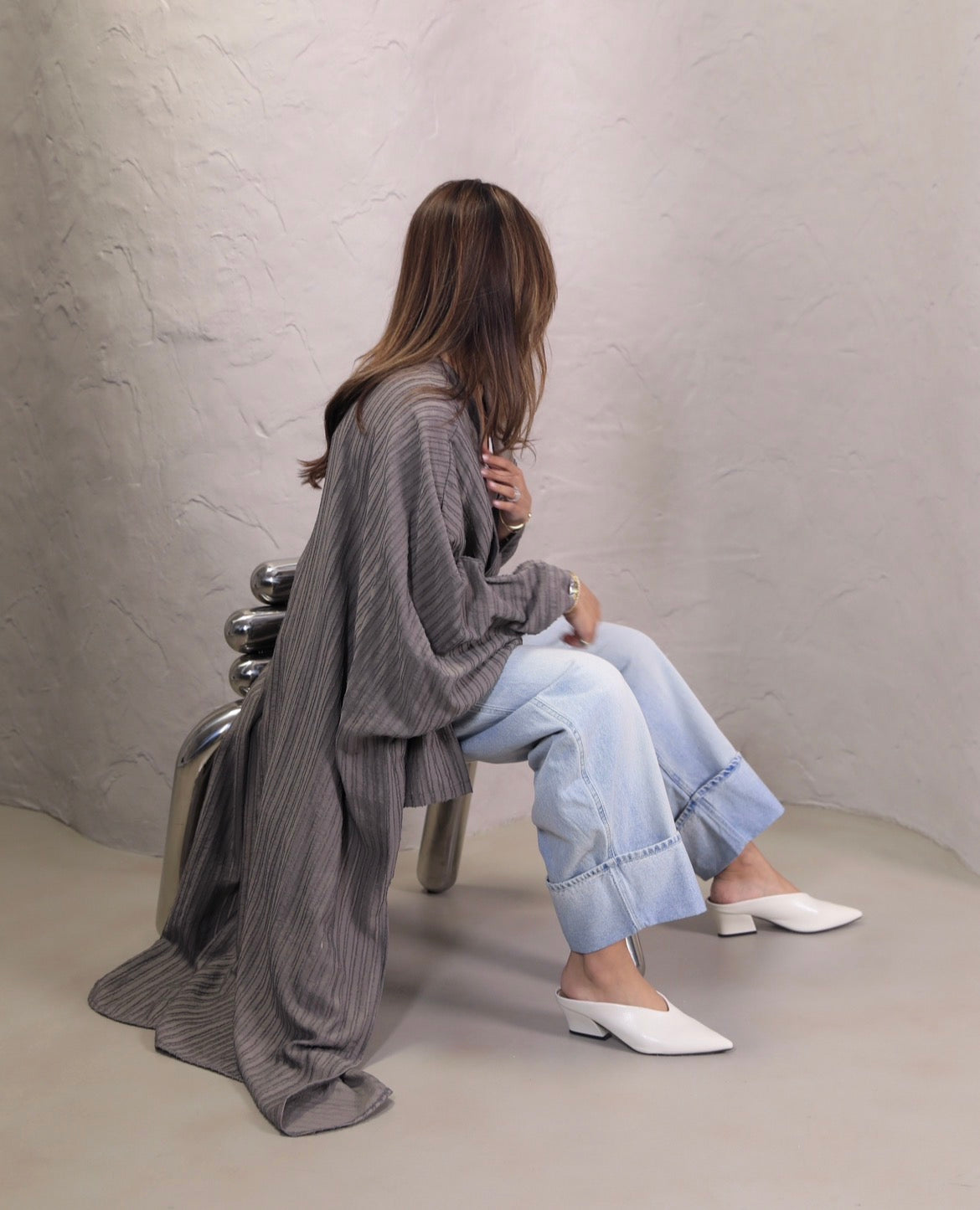 Summer Ash Moderna Bisht | بشت موديرنا رمادي صيفي