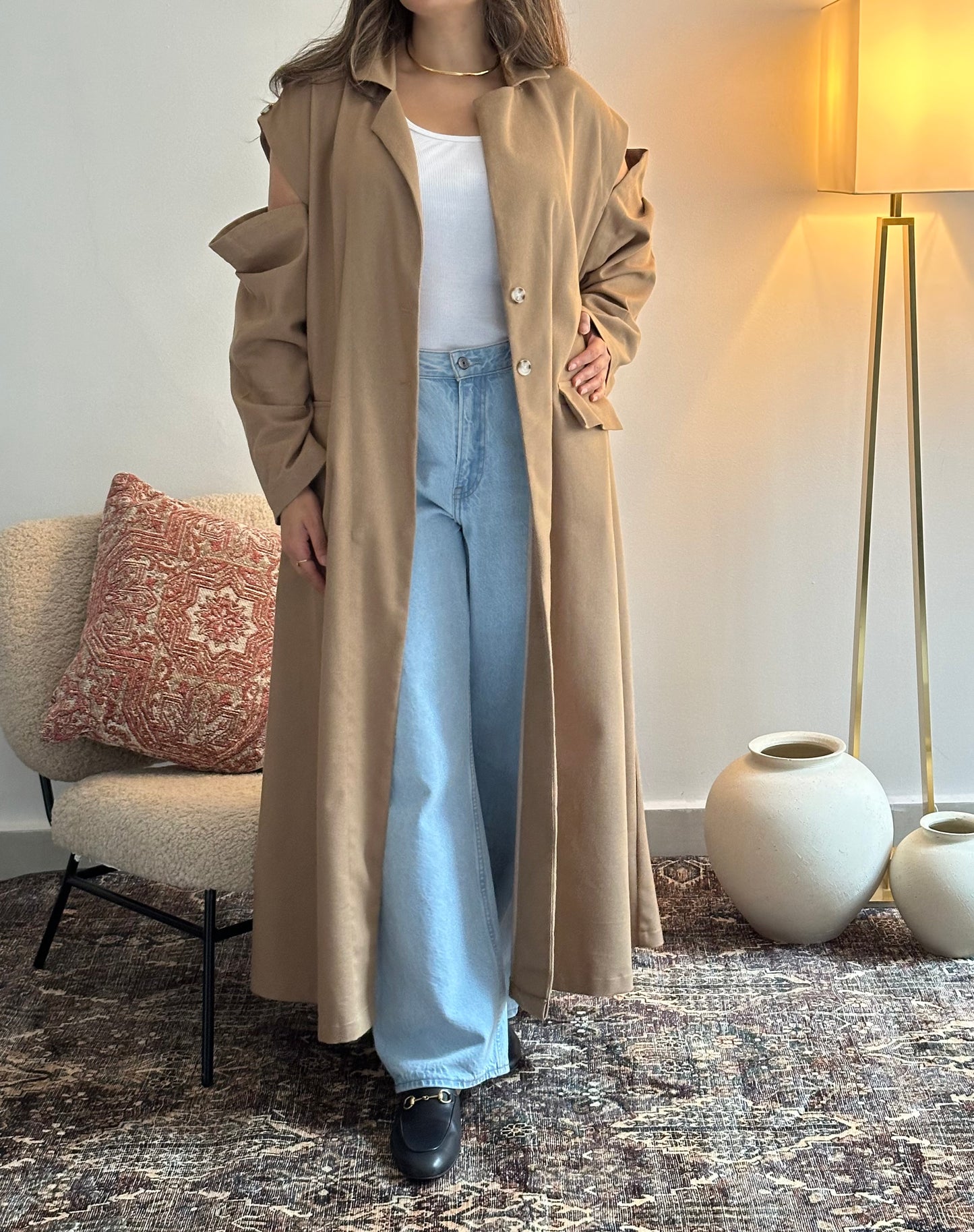 Shoulder Cut Trench Coat