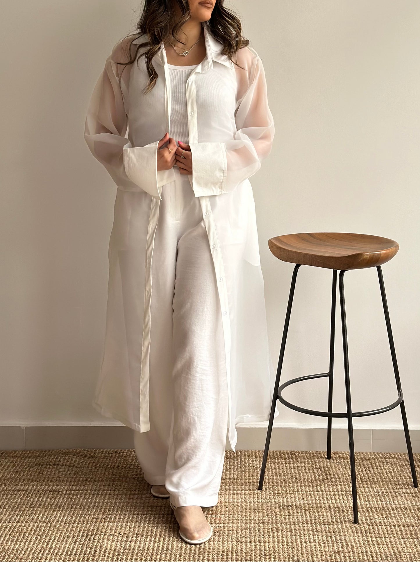 White Sheer Trench | ترينش اورقنزا ابيض