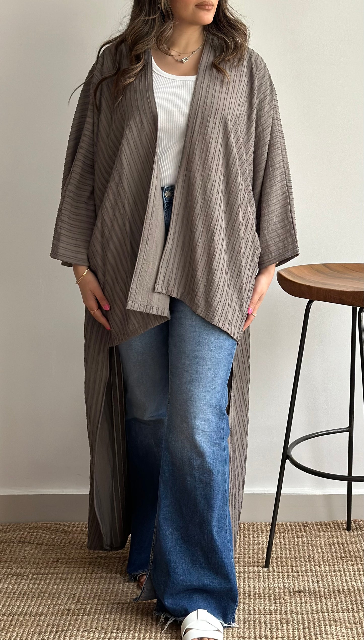 Summer Ash Moderna Bisht | بشت موديرنا رمادي صيفي