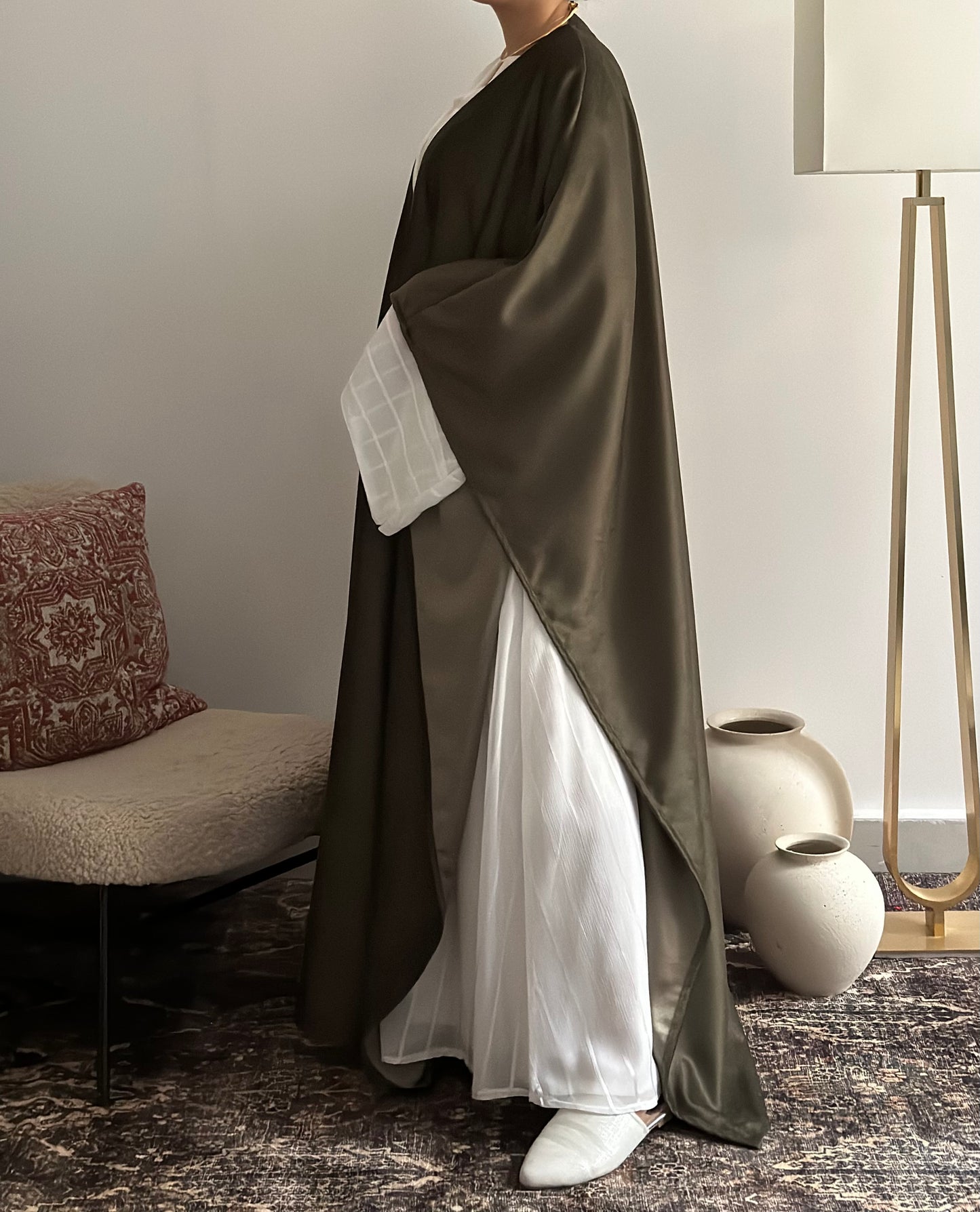 Moss green bisht