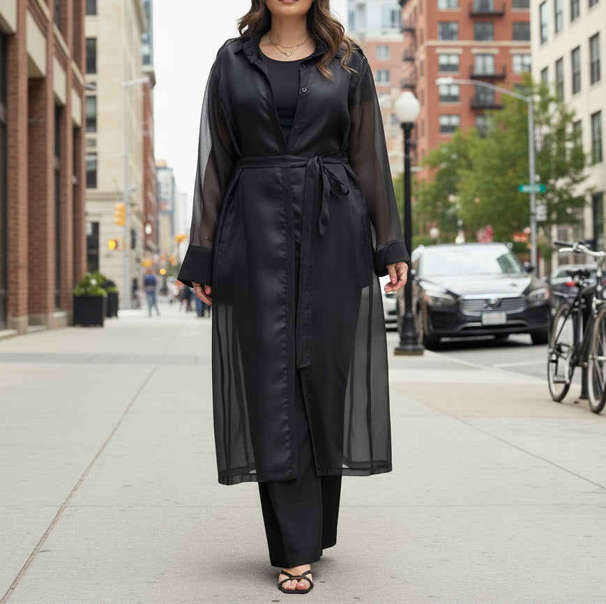 Black Sheer Trench | تربنش اورقنزا اسود