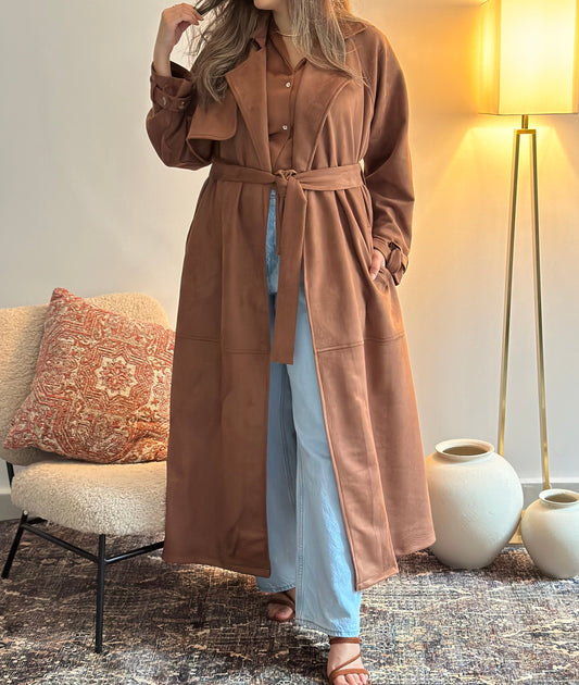 Chocolate suede trench