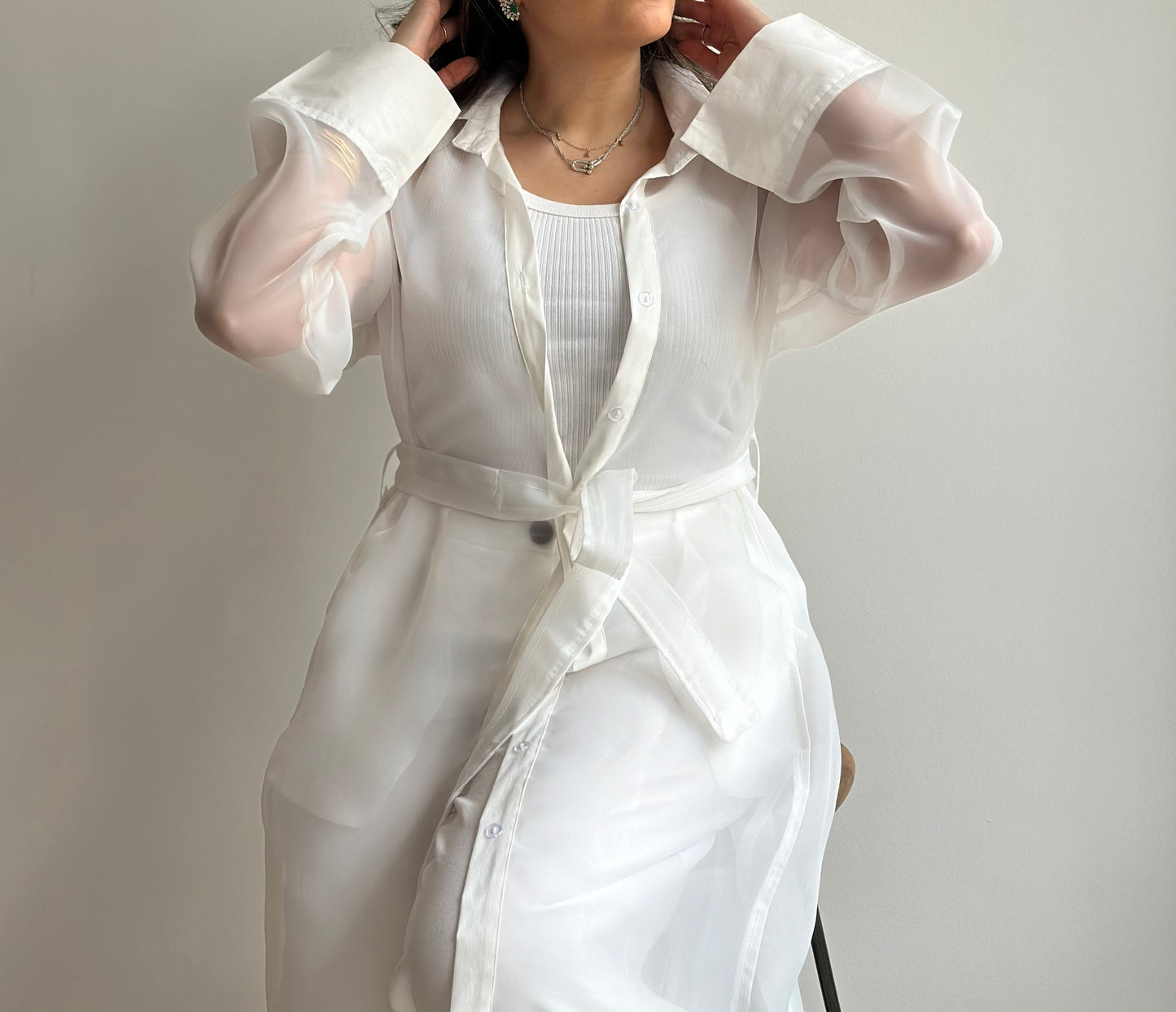 White Sheer Trench | ترينش اورقنزا ابيض