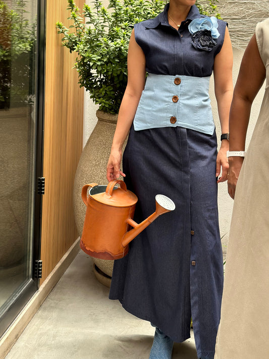 The Corset Kaftan Dress فستان دراعة جينز الكورسيه