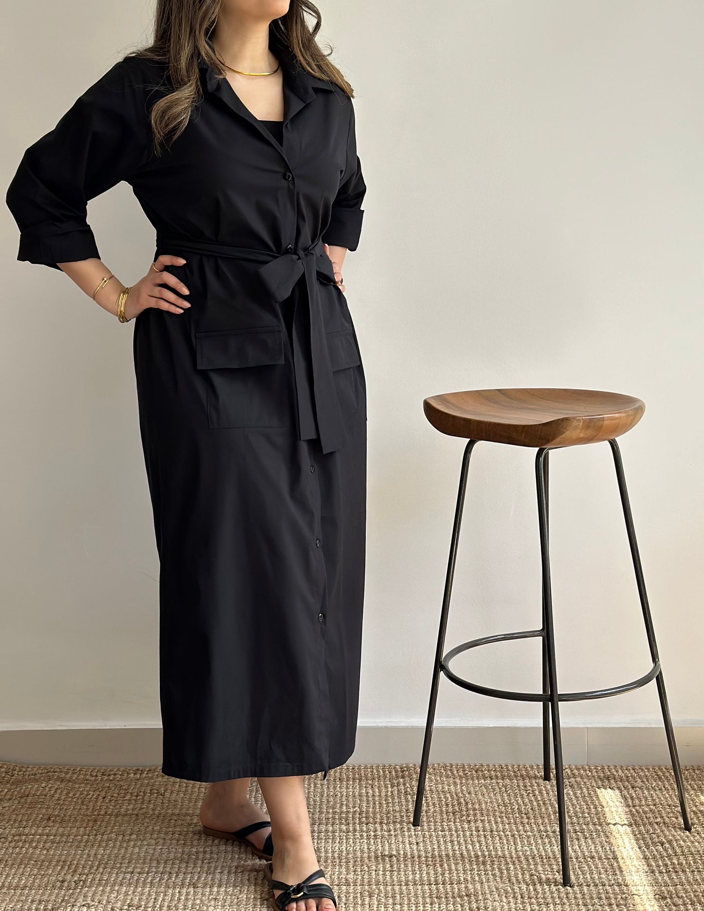 Minimal Black Dress| فستان اسود قطن