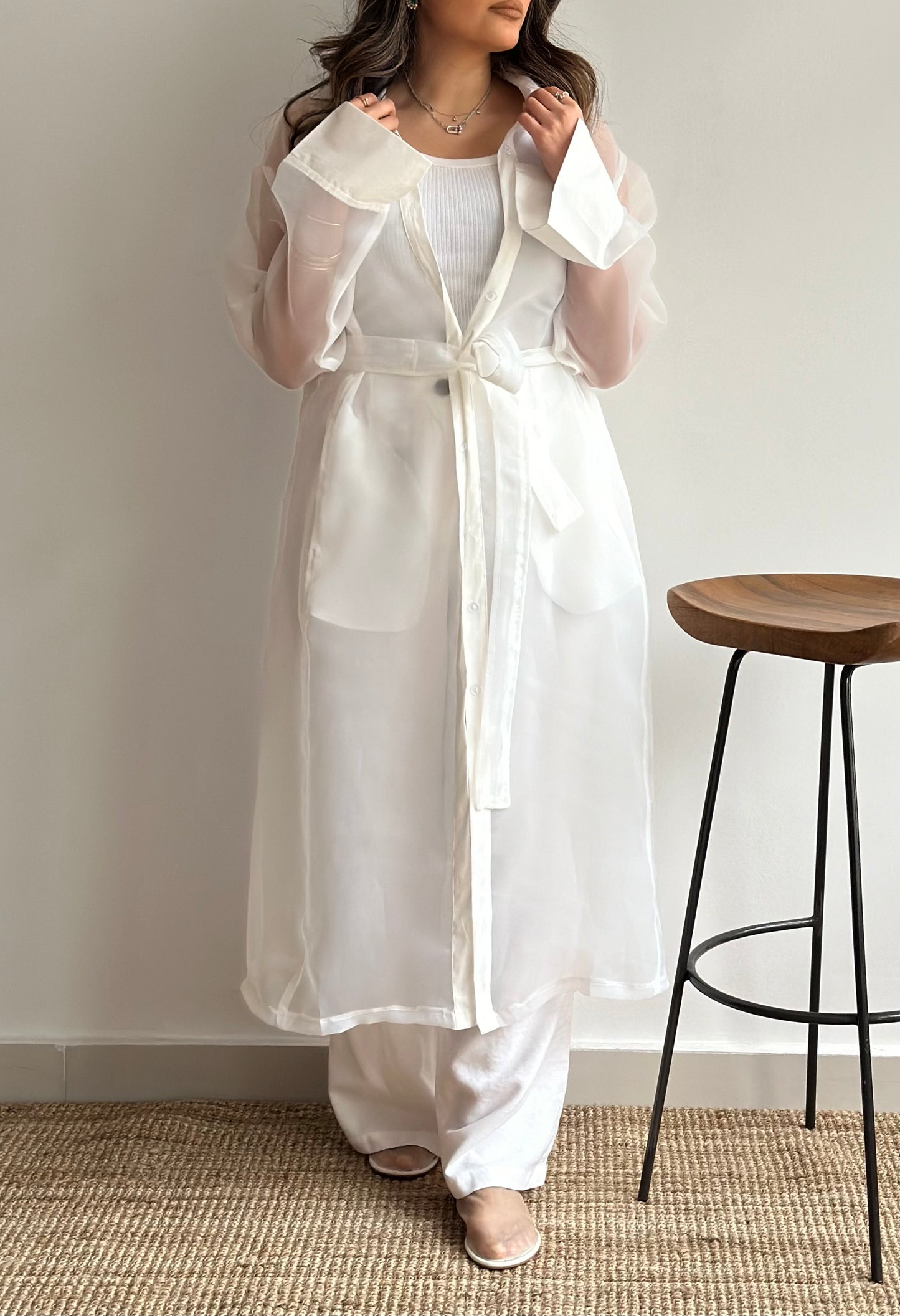 White Sheer Trench | ترينش اورقنزا ابيض