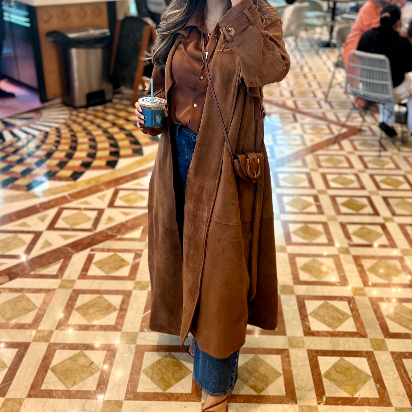 Chocolate suede trench