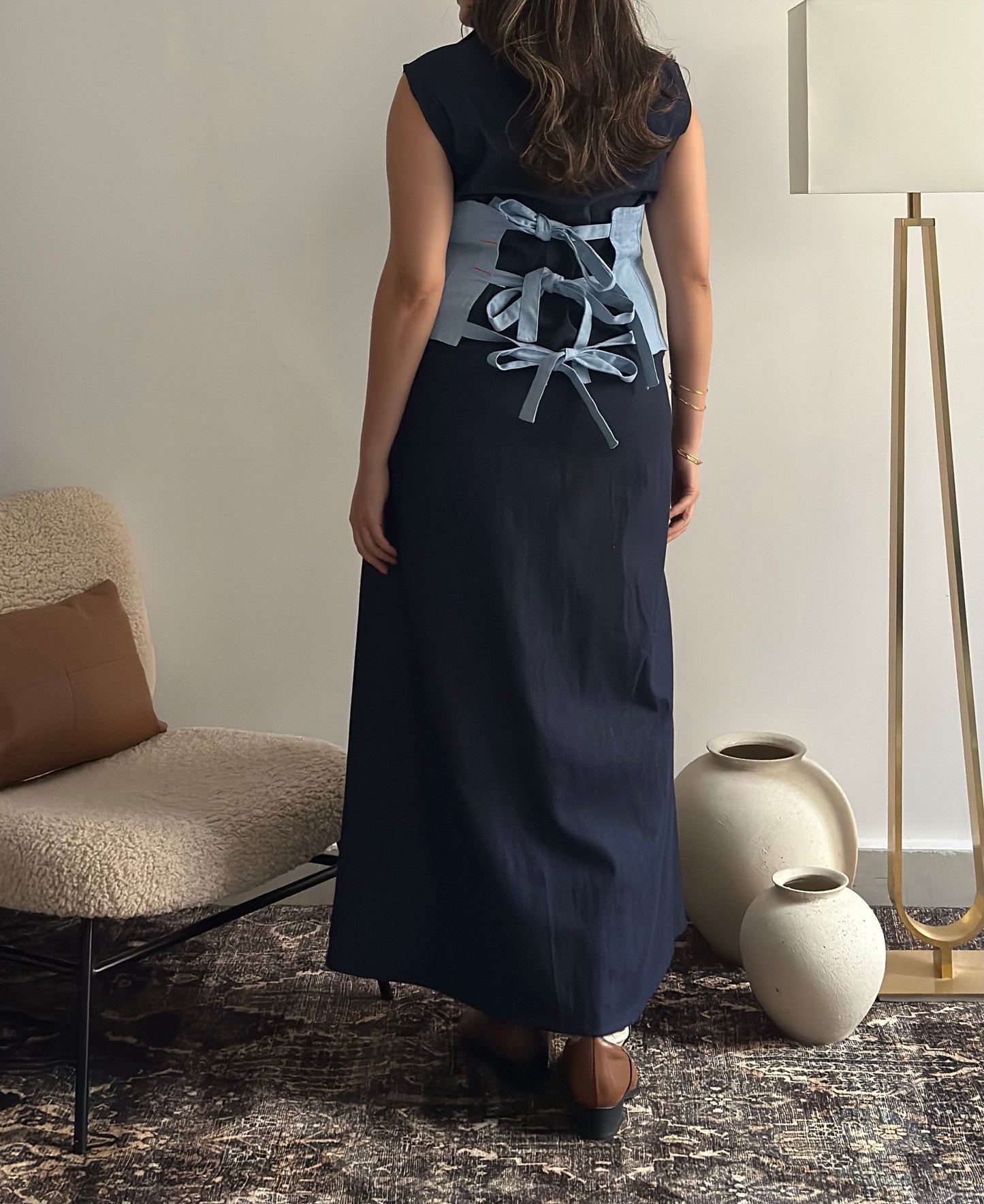 The Corset Kaftan Dress فستان دراعة جينز الكورسيه