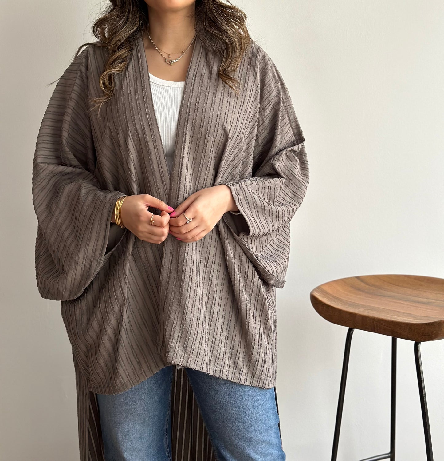 Summer Ash Moderna Bisht | بشت موديرنا رمادي صيفي