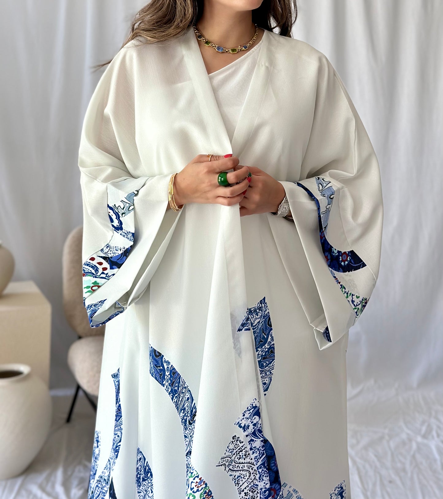Silky Blue Kimono Bisht