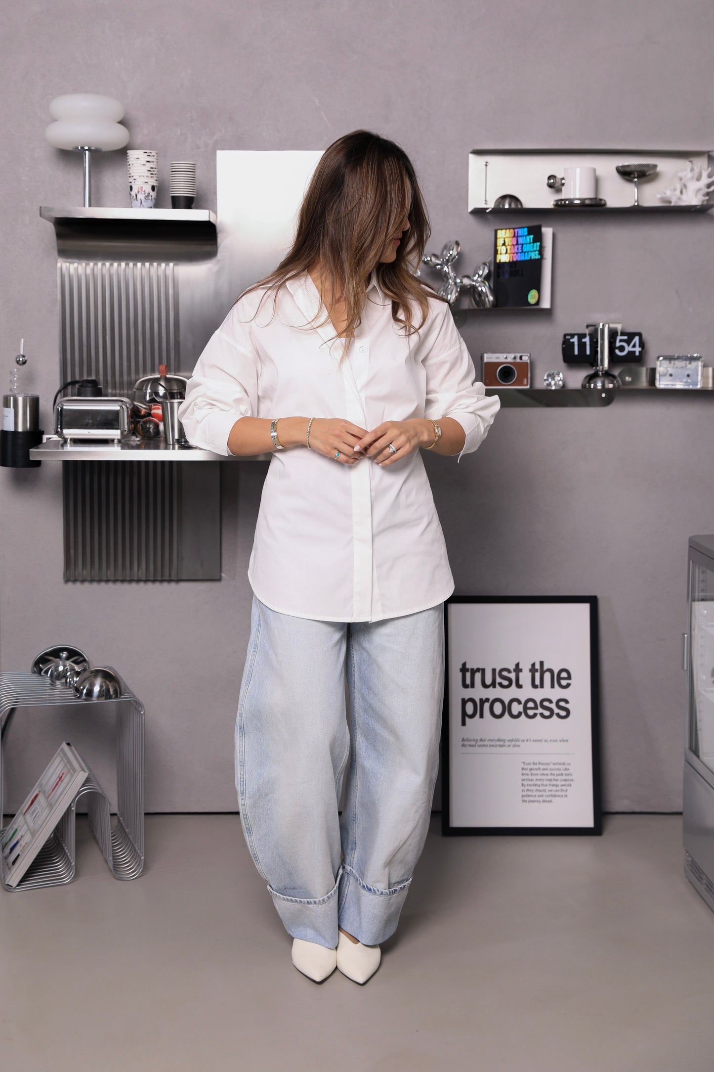 Belted Cotton Shirt | قميص ابيض بحزام متعدد التنسيق