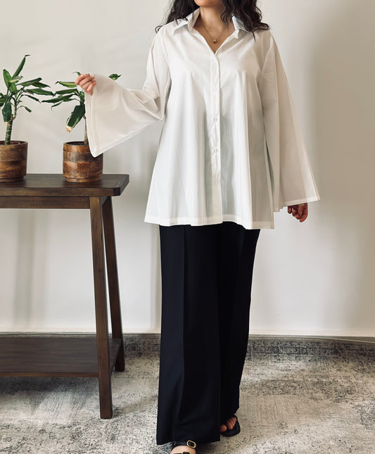 The Noon shirt in white قميص نون الابيض