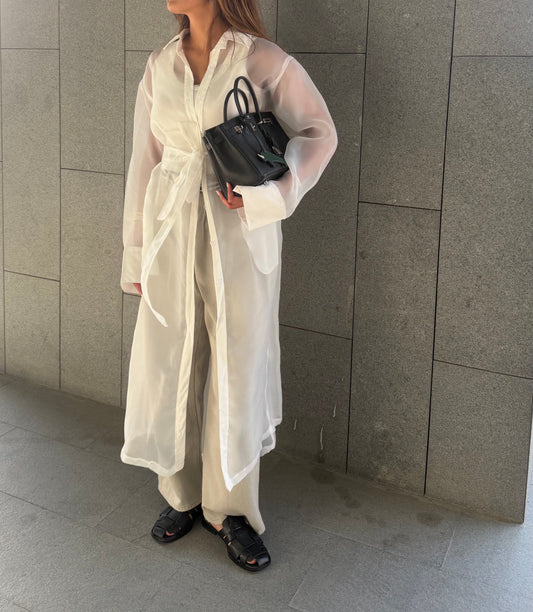 White Sheer Trench | ترينش اورقنزا ابيض