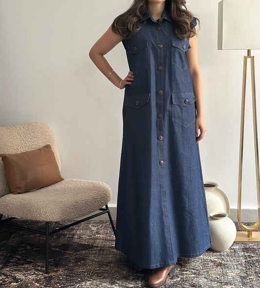 Denim Kaftan Dress فستان دراعه دينم
