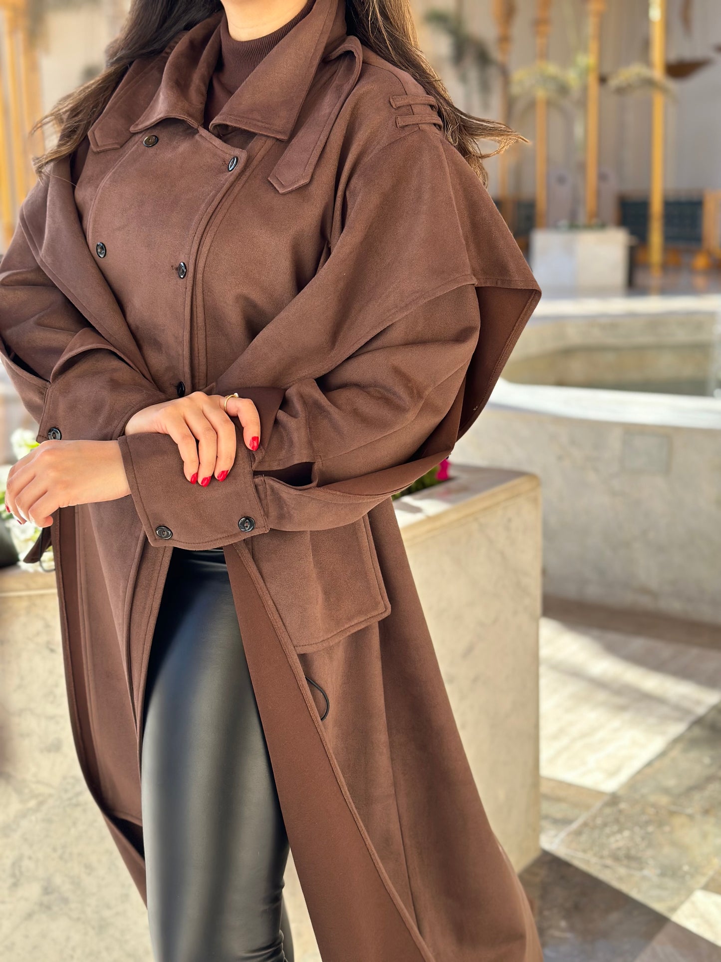 Attico Suede Trench ترينش شاموا بني