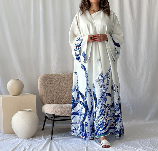 Silky Blue Kimono Bisht